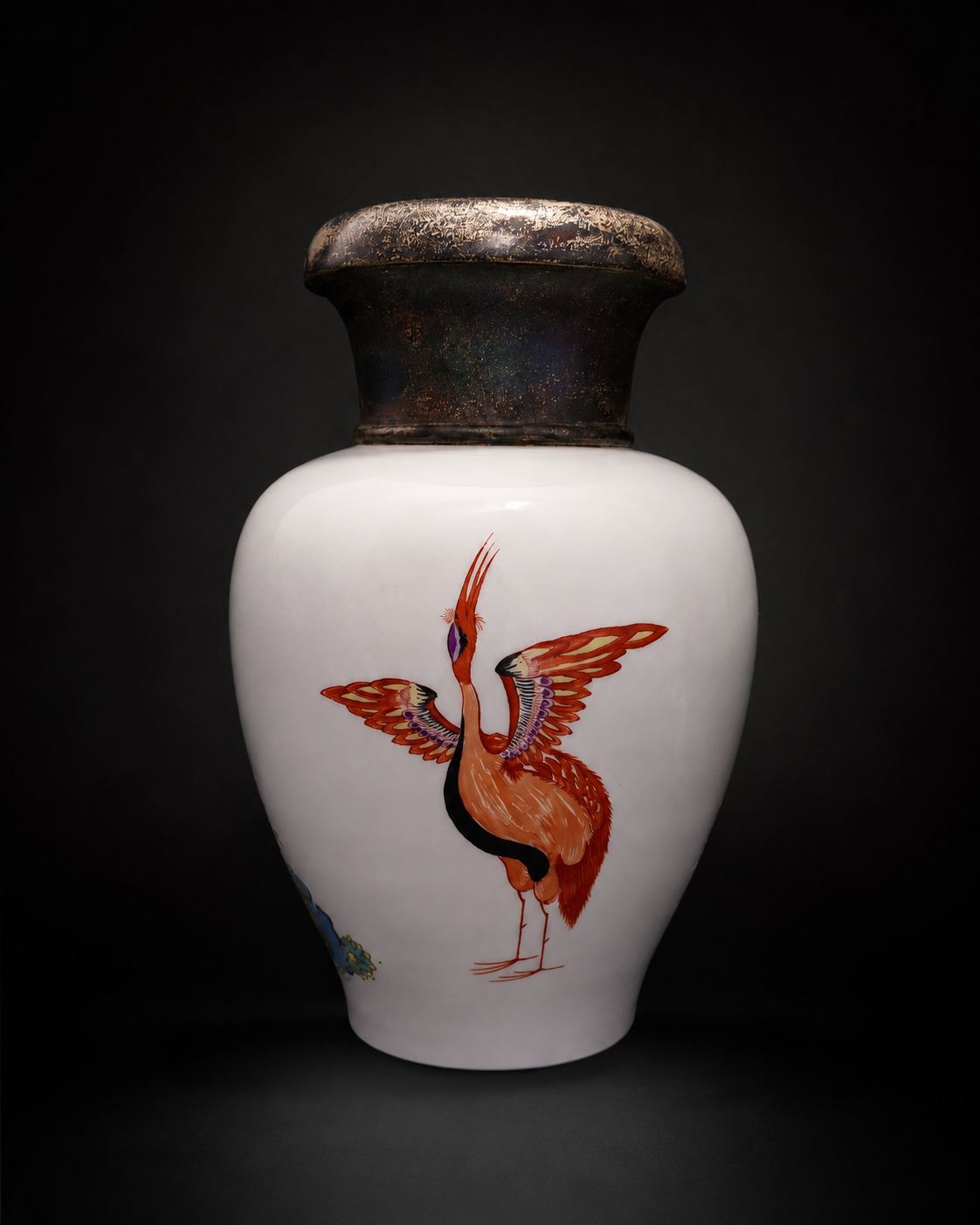 Wazon Miśnia, styl Kakiemon, żuraw, 1934–1944